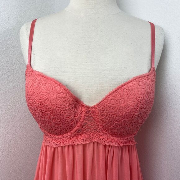 Coral Intimates Babydoll Sheer Lacy Camisole Lingerie Large Padded Bra Sexy Play - Picture 3 of 9